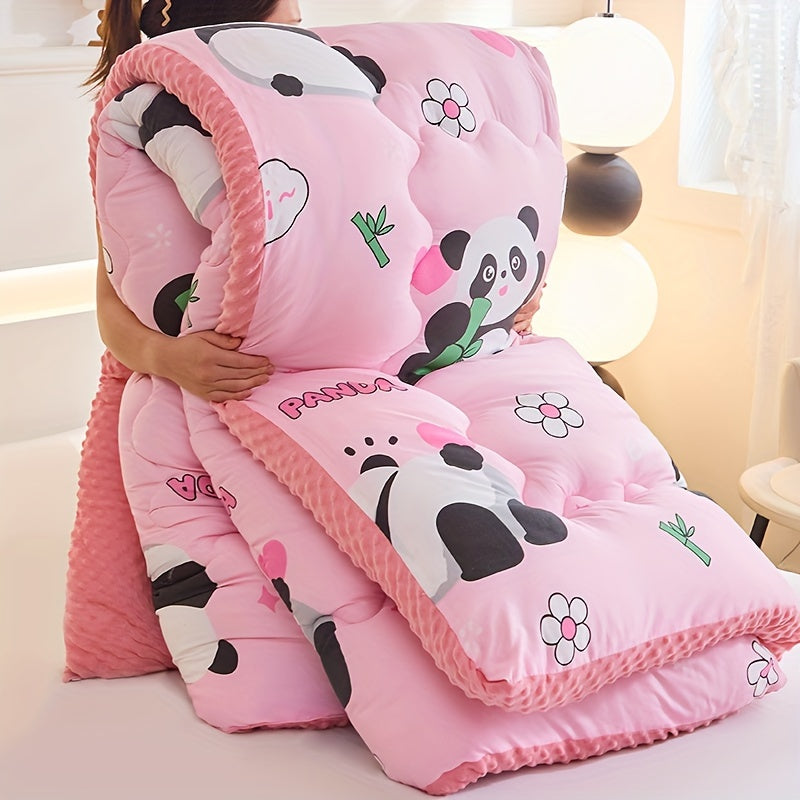Ensemble de couette 3 pices Panda Bb Floral Doublure en molleton de haricot doux pour la peau Rembourrage  haute rsilience Convient pour la chambre  coucher la chambre damis les voyages en automne et en hiver Utilisation dchantillon  Ensem