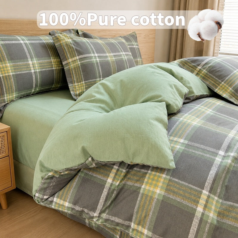 Parure de lit Latacaca 23 pices Housse de couette  carreaux grisvert 100  pur coton plusieurs tailles disponibles literie toutes saisons convient pour chambre et chambre damis housse de couette respirante comprend 1 housse de couette et 12 tai