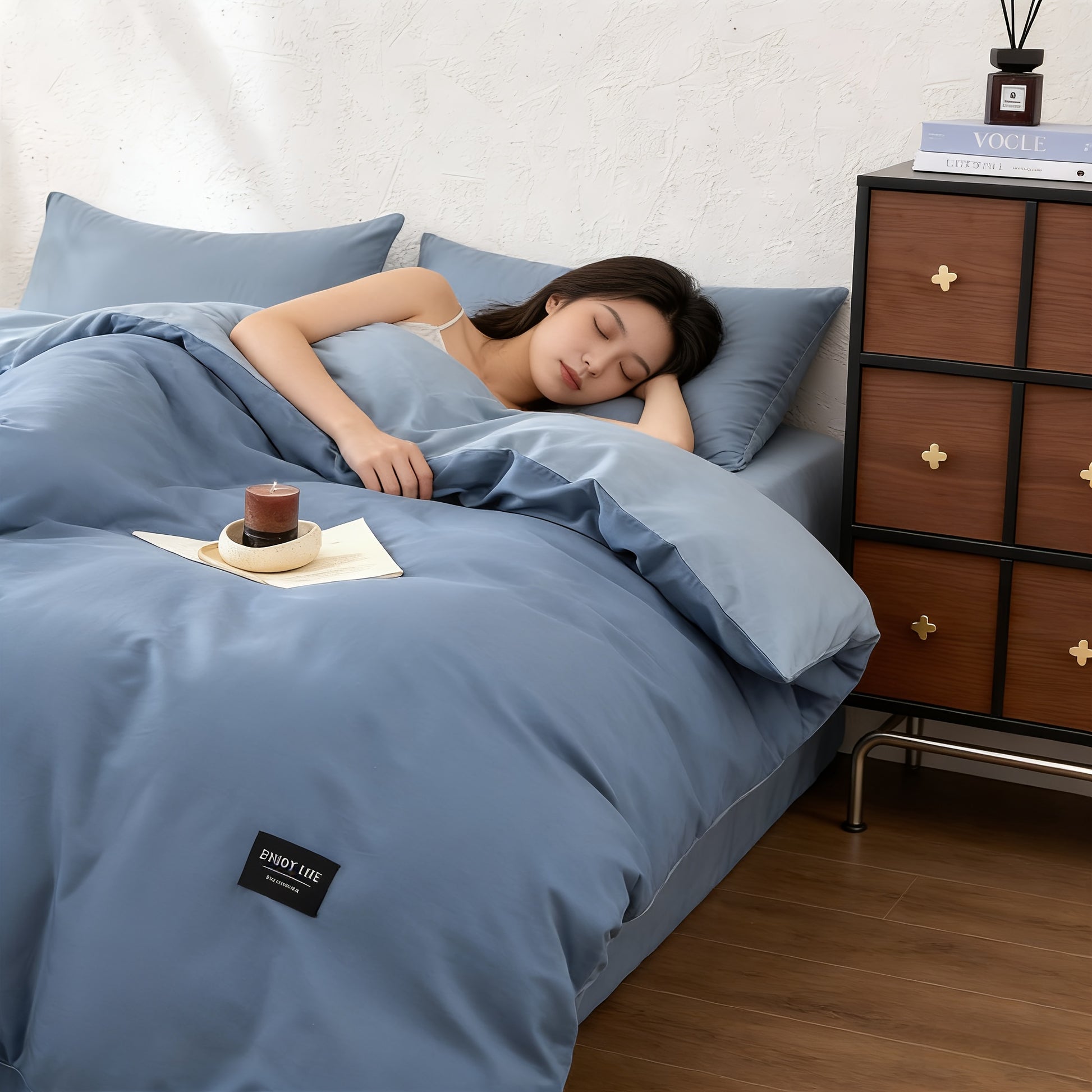 Ensemble de housse de couette 100  coton lger respirant et vacuant lhumidit sans oreiller ni garniture