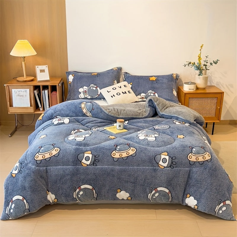 Couette chaude paissie  trois couches surface moelleuse avec dessin anim mignon chauffable immdiatement couette paisse ultrapaisse en peluche pour lautomne et lhiver lavable en machine literie extralarge pour lit simple et double utilise p