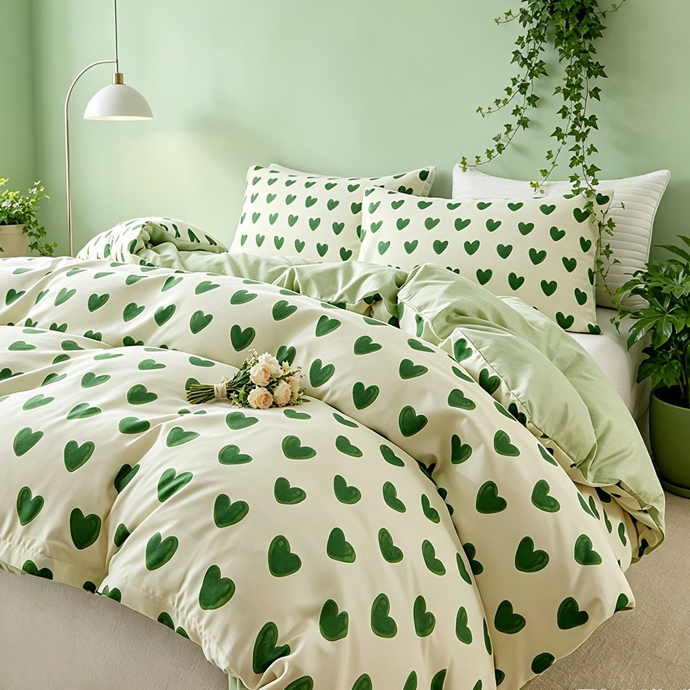 Ensemble de housse de couette Boho Green Heart 23 pices 1 housse de couette et 12 taies doreiller literie minimaliste esthtique housse de couette toutes saisons pour la dcoration de chambre  coucher