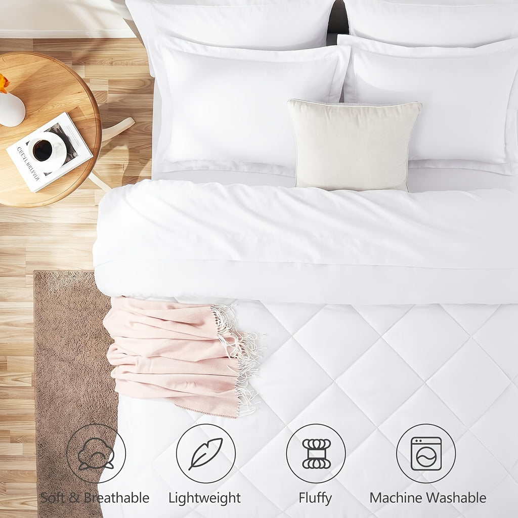 Lot de 23 pices couette style htel blanche bote pique divise 1 pice couette matelasse douce et 12 pices taies doreiller insert de couette toute saison literie de chambre douce pique en grille silencieuse luxe