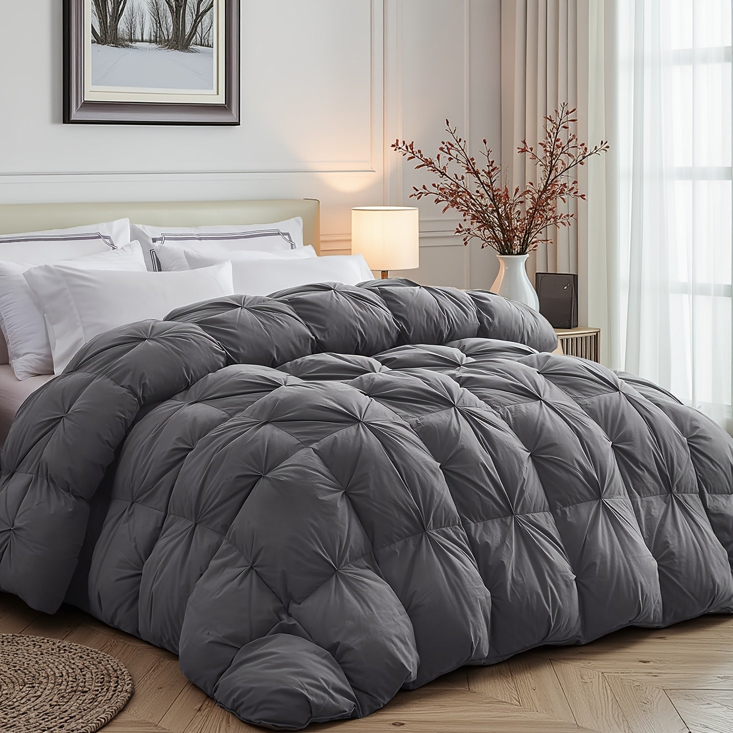 Couette en duvet ultradouce et moelleuse  motif fleur torsade respirante disponible en plusieurs couleurs avec inserts quatre saisons extralarge